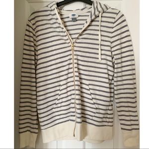 Heathered Navy blue and cream hooded jacket